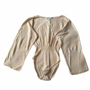 Zara Beige Knit Top with Button Accents